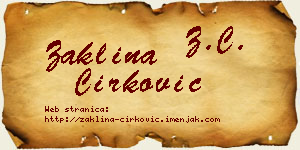 Žaklina Ćirković vizit kartica